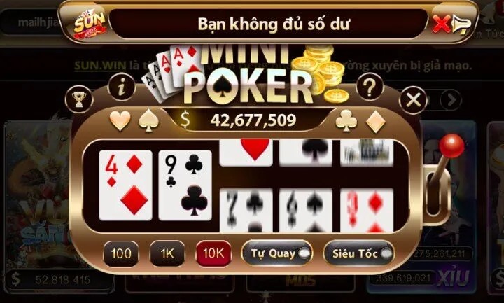 Quyền lợi khi cược Minipoker Sunwin