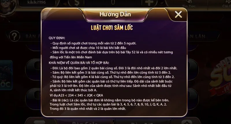 Luật chơi cơ bản Sâm lốc Sunwin