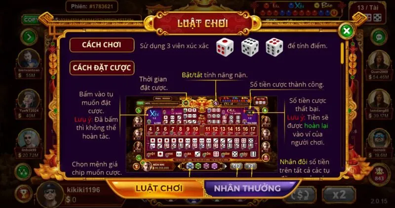 Các cửa đặt trong Sicbo tài phú Sunwin 