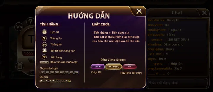 Tính năng mới game Tài xỉu Sunwin